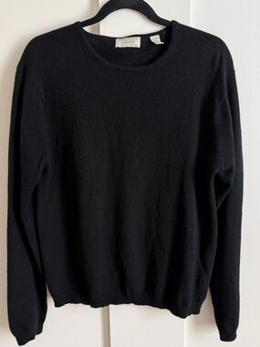 Lord & Taylor vintage 2-ply Cashmere Sweater Classic Black Quiet  Luxury L